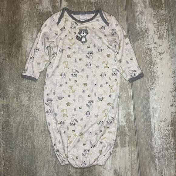 woodland baby gown raccoon baby gown - Picture 1 of 6